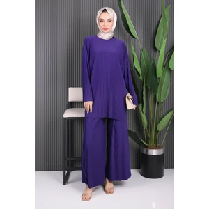 İmaj Butik Mor Piliseli Sandy Tunik Pantolon Takım