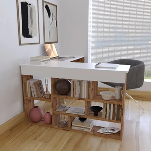 Pino Raflı Çalışma Masası, Atlantik Çam - Beyaz