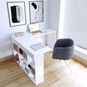 Pino Raflı Çalışma Masası, Beyaz