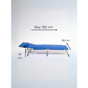 Ecm Proger Sırt Ayarlı Katlanır Yastıklı Minderli Çanta Bölmeli Lüks Şezlong-Saks Mavi