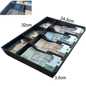 Rampalı Plastik Çekmece Içi Para Düzenleyici 4 Banknot 3 Bozuk Para Gözlü 32 x 24,5 x 3,5cm
