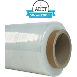 Packmai Şeffaf Streç Film 1850 gr - 200 Metre, 50 cm Genişlik, 17 Mikron, Kaliteli Yerli Üretim Ambalaj Streç