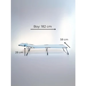 Ecm Proger Sırt Ayarlanabilir Katlanabilir Kademeli Yastıklı Lüks Şezlong-Açık Mavi