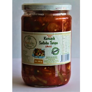 (Hatay) Acı Karışık Salata Turşu (Domates soslu)-600 gr-Cam kavanoz