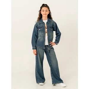 Kız Çocuk Fermuarlı Kot Ceket 1904