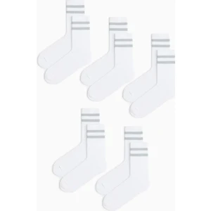 Mem Socks 5'li Havlu Taban (Tabanı Kalın) Boğazı Lastik Örgülü Triko Dikişsiz Tenis Çorabı