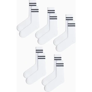 Mem Socks 5'li Havlu Taban (Tabanı Kalın) Boğazı Lastik Örgülü Triko Dikişsiz Tenis Çorabı
