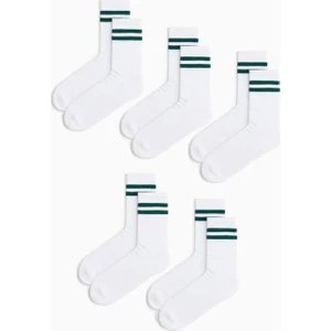 Mem Socks 5'li Havlu Taban (Tabanı Kalın) Boğazı Lastik Örgülü Triko Dikişsiz Tenis Çorabı