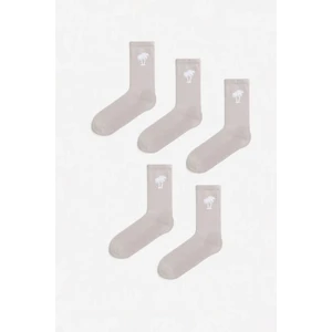Mem Socks 5'li Havlu Taban (Tabanı Kalın) Boğazı Lastik Örgülü Triko Dikişsiz Tenis Çorabı