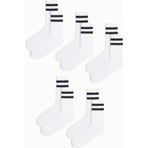 Mem Socks 5'li Havlu Taban (Tabanı Kalın) Boğazı Lastik Örgülü Triko Dikişsiz Tenis Çorabı
