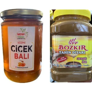 Baştan Yöresel 850gr Bozdağ Çiçek Balı + 1 kg Konya Bozkır Çifte Kavrulmuş Tahini