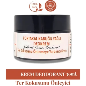 Portakal Kabuğu Yağlı Deokrem 30 ml - Doğal Krem Deodorant, Cam Kavanozda