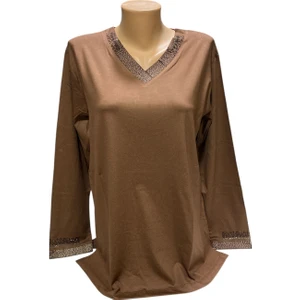 Rahat Kesim V Yaka Anne Kadın Penye Bluz