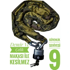 Seviye 9 13 mm 1 Metre 80 cm Kesilmez Motorsiklet Zincir Kilit Motor Kilidi  Motorsiklet Kilidi