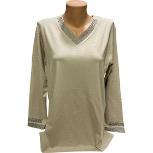 Rahat Kesim V Yaka Anne Kadın Penye Bluz