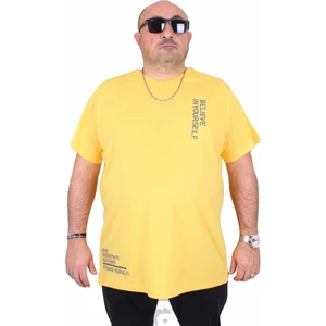 Moc Grande Erkek Büyük Beden Sıfır Yaka Tişört Believe 25157 Sarı