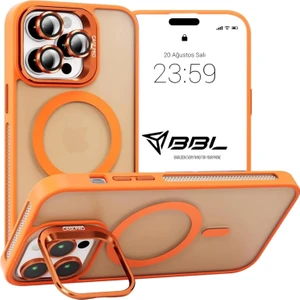 Bilişim Akademi iPhone 14 Pro Max Kılıf Stantlı Kılıf Lens Korumalı Kılıf Mat Magsafe Özellikli Kılıf - Turuncu
