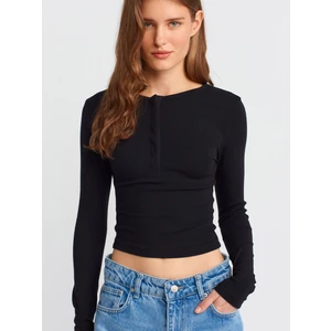 31442 Uzun Kollu Çıtçıt Düğmeli Top-Siyah