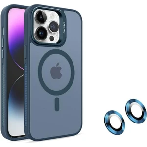 Bilişim Akademi iPhone 12 Stantlı Kılıf Lens Korumalı Kılıf Mat Magsafe Özellikli Kılıf - Lacivert