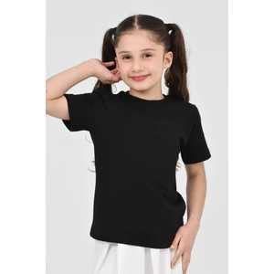 Kız Çocuk Düz Kısa Kollu Casual-Okul Basic T-Shirt
