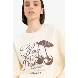 Coool Oversize Geniş Kalıp Bisiklet Yaka Baskılı Kalın Sweatshirt E7638AX25SP