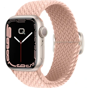 Apple Watch Series SE/11/10/9/8/7/6/5/4/3 ile Uyumlu 49MM-46MM-45MM-44MM-42MM Ayarlanabilir Tokalı Örgü Kordon, Kum Pembesi