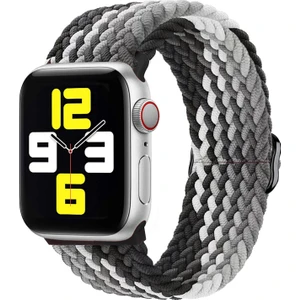 Apple Watch Series SE/11/10/9/8/7/6/5/4/3 ile Uyumlu 42MM-41MM-40MM-38MM Ayarlanabilir Tokalı Örgü Kordon, Gradyan Siyah
