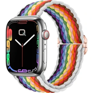 Apple Watch Series SE/11/10/9/8/7/6/5/4/3 ile Uyumlu 42MM-41MM-40MM-38MM Ayarlanabilir Tokalı Örgü Kordon, Gökkuşağı