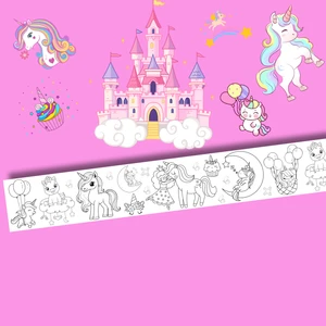 Unicorn Tek Boynuzlu At Sihirli ve Masalsı Unicorn Dünyası Boyama Rulosu 5mt