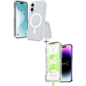 Apple Iphone 16 Plus Magsafe Şeffaf Kılıf Köşe Korumalı + 9h Temperli Ekran Koruyucu Kolay Uygulamalı 2'li Set