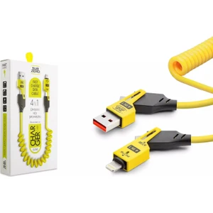 CL160 4in1 Type-C 65W To Usb-A + Type-C To Lightning 27W Spiral Hızlı Şarj Kablosu