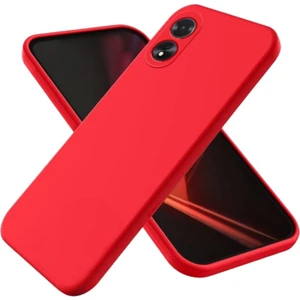 Oppo A18 Uyumlu Silikon Kılıf - Kamera Korumalı Esnek Pastel Renk Kapak - Kırmızı