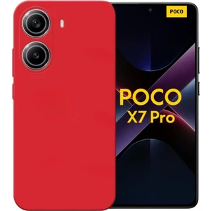 Poco X7 Pro Uyumlu Silikon Kılıf - Kamera Korumalı Esnek Pastel Renk Kapak - Kırmızı