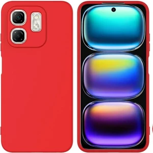 Infinix Smart 9 Uyumlu Silikon Kılıf - Kamera Korumalı Esnek Pastel Renk Kapak - Kırmızı