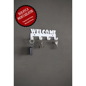 Welcome Hoşgeldiniz Yazılı Metal Anahtar Askısı Metal Anahtarlık Dekoratif Anahtar Askılığı Siyah