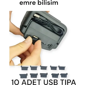 Emre Bilişim USB Portlar ile Uyumlu Toz ve Kir Önleyici USB Soket Koruyucu Tıpa Slikon 10 Adet Siyah USB Tıpa