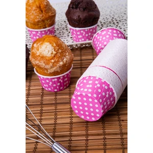 Cup Cake | Sufle Kapsülü | Muffin Kapsülü Pembe Puantiyeli 25 Adet (50X39mm)