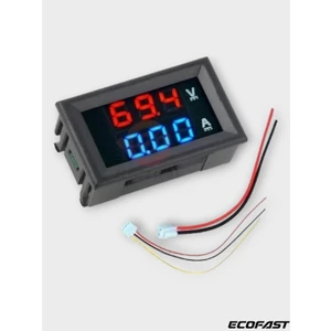 Dijital Dual Voltmetre Ampermetre Volt Akım Ölçer Dc 0-100V 10A Kırmızı-Mavi, Voltmetre, Ampermetre
