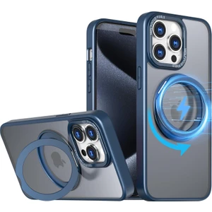 Iphone 16 Pro Max Uyumlu Kılıf Kamera Korumalı Magsafe Destekli 360 Dönebilir Standlı Mat Kapak