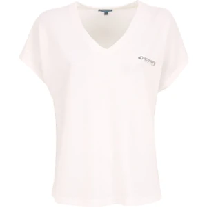 Discovery Expedition D5SL-TST3544 Beyaz V Yaka Relaxed Baskılı Kadın T-Shirt
