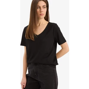 Regular Fit V Yaka Basic Düz Kısa Kollu Siyah Tişört K5057AZ25SP