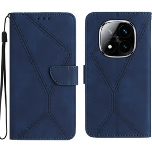 4U Sky Xiaomi Redmi Note 14 Pro 4g Kılıf Için Cilt Dokunmatik Hatları Baskılı Pu Deri Flip Telefon Kapağı-Mavi (Yurt Dışından)
