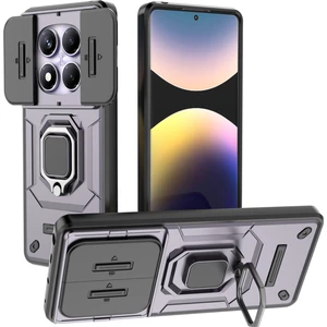 4U Sky Xiaomi Redmi Note 14 Pro 4g Kılıf Pc+Tpu Lens Kapaklı Kickstand Telefon Koruyucu-Mor (Yurt Dışından)