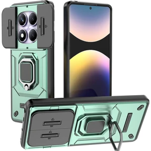 4U Sky Xiaomi Redmi Note 14 Pro 4g Kılıf Pc+Tpu Lens Kapaklı Kickstand Telefon Koruyucu-Yeşil (Yurt Dışından)