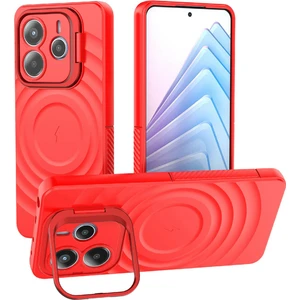 4U Sky Xiaomi Redmi Note 14 5g Kılıf Için Magsafe Pc Kickstand Dalgalanma Doku Tpu Telefon Kapağı ile Uyumlu-Kırmızı (Yurt Dışından)