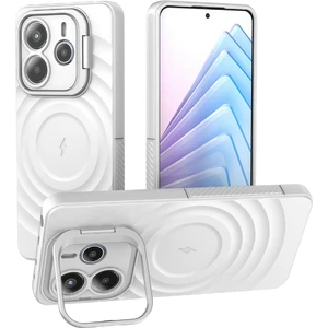 4U Sky Xiaomi Redmi Note 14 5g Kılıf Için Magsafe Pc Kickstand Dalgalanma Doku Tpu Telefon Kapağı ile Uyumlu-Beyaz (Yurt Dışından)