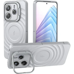 4U Sky Xiaomi Redmi Note 14 5g Kılıf Için Magsafe Pc Kickstand Dalgalanma Doku Tpu Telefon Kapağı ile Uyumlu-Gri (Yurt Dışından)
