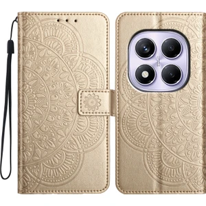 4U Sky Xiaomi Redmi Note 14 Pro 4g Cüzdan Çiçek Baskılı Deri Kapaklı Kayış-Altın Için (Yurt Dışından)