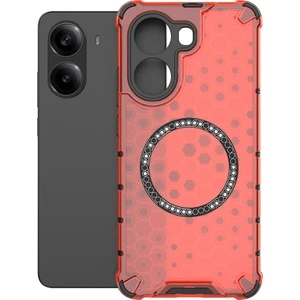 4U Sky Xiaomi Poco X7 Pro 5g/redmi Turbo 4 5g Kılıf Magsafe Petek Tasarımı ile Uyumlu Tpu + Pc Telefon Kapağı-Kırmızı (Yurt Dışından)