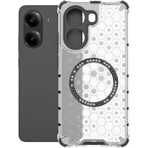 4U Sky Xiaomi Poco X7 Pro 5G/Redmi Turbo 4 5G Kılıf MagSafe Petek Tasarımı ile Uyumlu TPU + PC Telefon Kapağı-Şeffaf (Yurt Dışından)